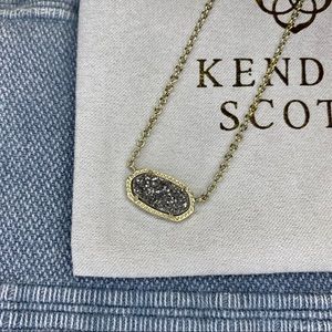 Kendra Scott Gold Elisa Necklace in Platinum Drusy